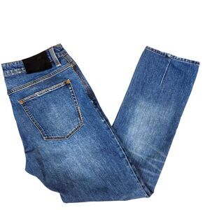 Neuw Mens Full Button Fly Whiskered Faded Lou Slim Weekend 5 Pocket Jeans 32x32